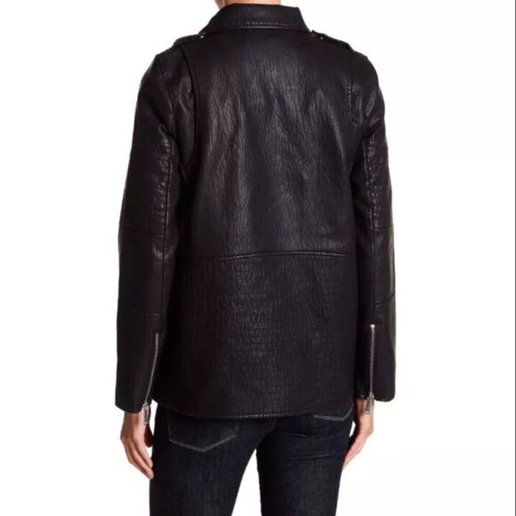 BCBGeneration Long Faux Leather Asymmetrical Zip Moto Jacket | Size S - Picture 2 of 11